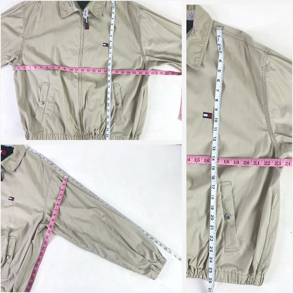 Vintage Y2K Neutral Beige Tommy Hilfiger Bomber Field Golf Jacket Sz Large - Picture 4 of 13